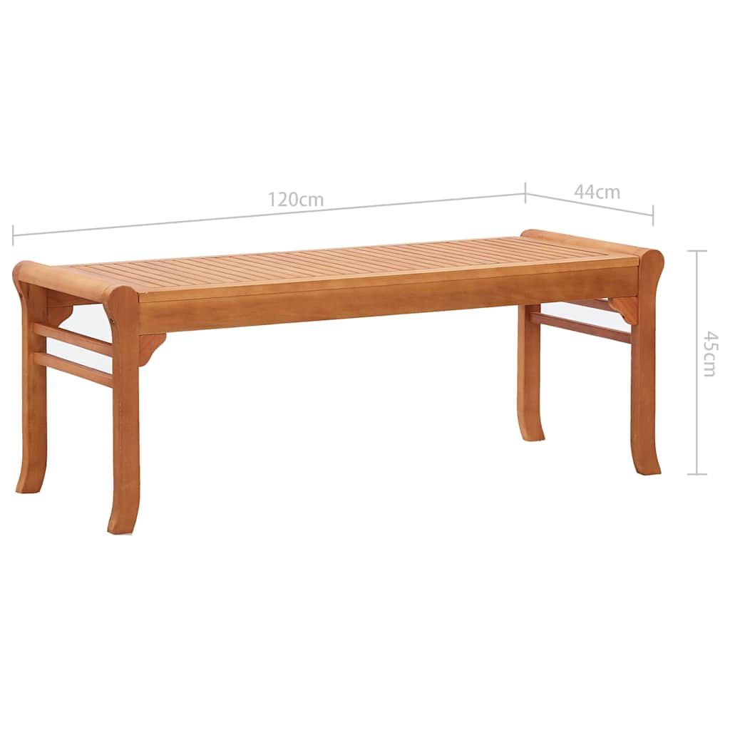 vidaXL 2-Seater Garden Bench 120 cm  Solid Eucalyptus Wood 6