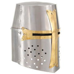 vidaXL Medieval Crusader Knight Helmet Replica LARP Silver Steel 1