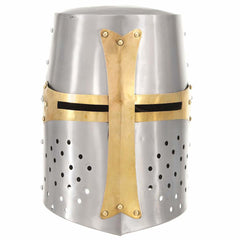 vidaXL Medieval Crusader Knight Helmet Replica LARP Silver Steel 2