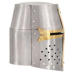 vidaXL Medieval Crusader Knight Helmet Replica LARP Silver Steel 3
