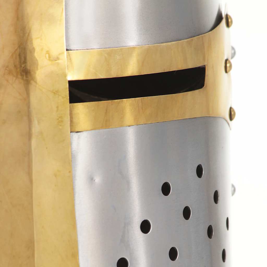 vidaXL Medieval Crusader Knight Helmet Replica LARP Silver Steel 6