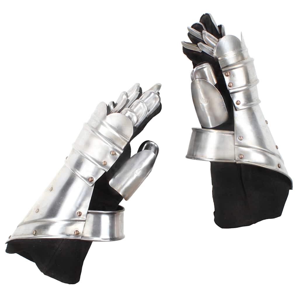 vidaXL Medieval Knight Gauntlets Replica LARP Silver Steel 1