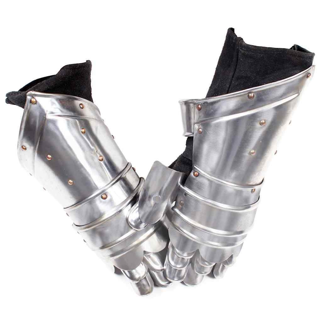 vidaXL Medieval Knight Gauntlets Replica LARP Silver Steel 2
