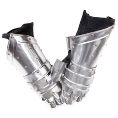 vidaXL Medieval Knight Gauntlets Replica LARP Silver Steel 2