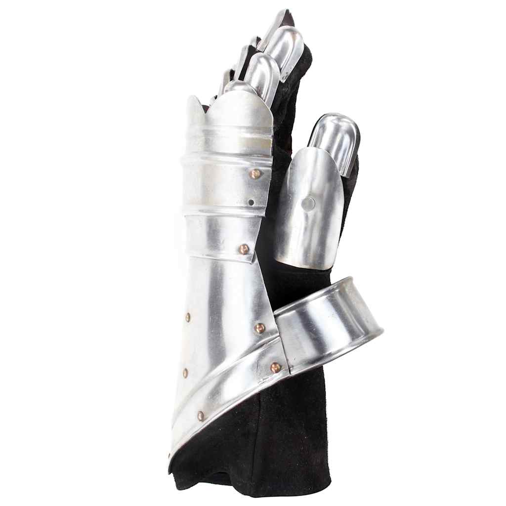 vidaXL Medieval Knight Gauntlets Replica LARP Silver Steel 3