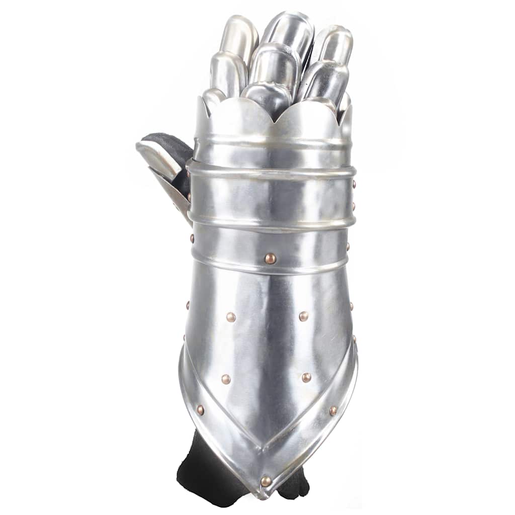 vidaXL Medieval Knight Gauntlets Replica LARP Silver Steel 5