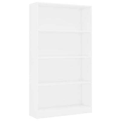 4-Tier Book Cabinet White 80x24x142 cm Engineered Wood