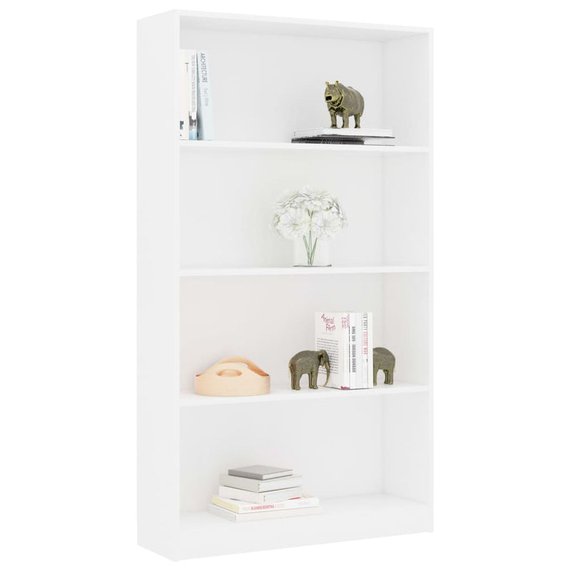 4-Tier Book Cabinet White 80x24x142 cm Engineered Wood