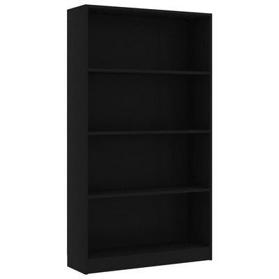 4-Tier Book Cabinet Black 80x24x142 cm Engineered Wood