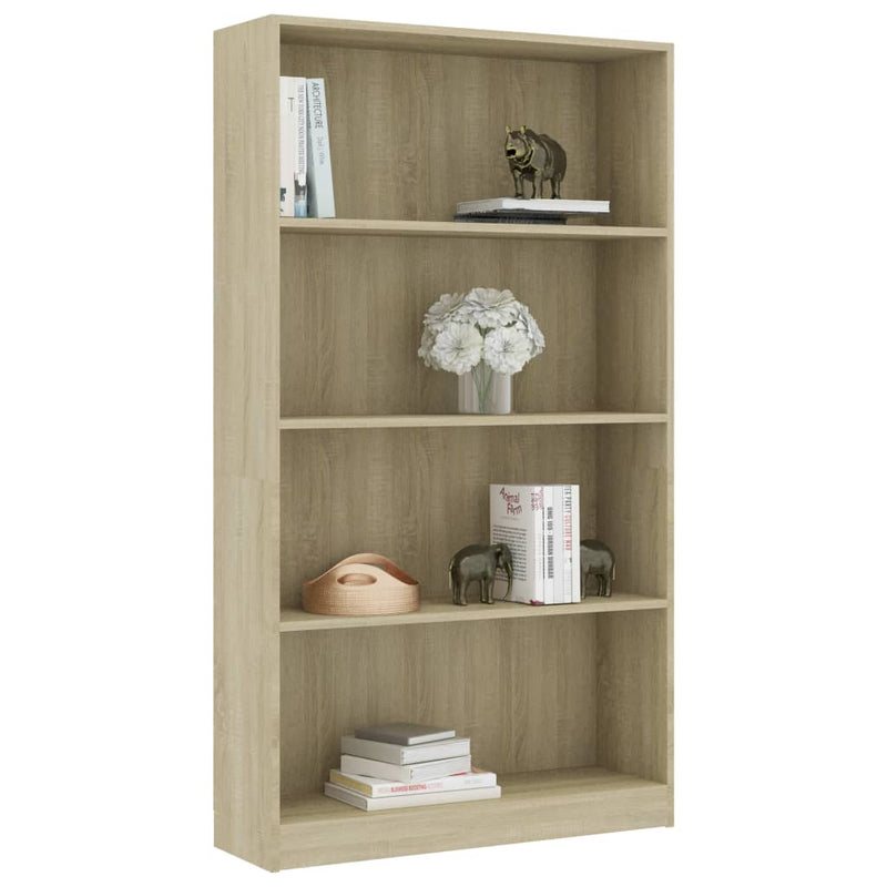 4-Tier Book Cabinet Sonoma Oak 80x24x142 cm Engineered Wood