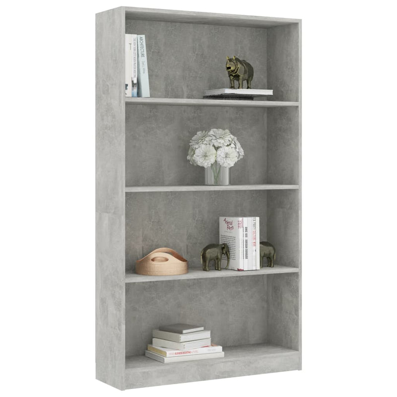 4-Tier Book Cabinet Concrete Grey 80x24x142 cm Engineered Wood