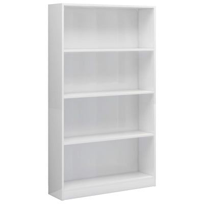 4-Tier Book Cabinet High Gloss White 80x24x142 cm Engineered Wood