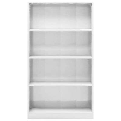 4-Tier Book Cabinet High Gloss White 80x24x142 cm Engineered Wood