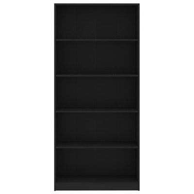 5-Tier Book Cabinet Black 80x24x175 cm Engineered Wood