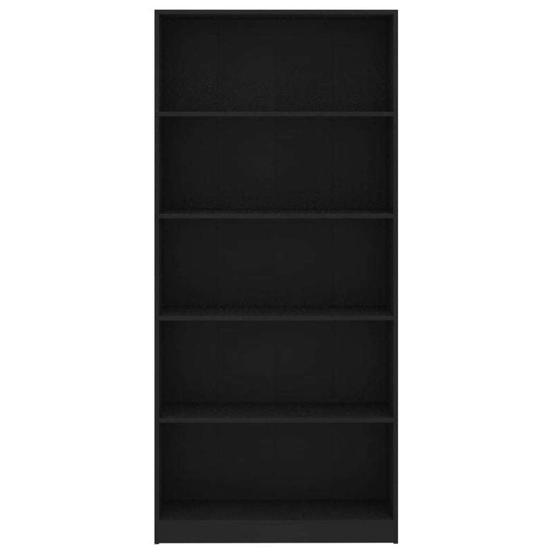 5-Tier Book Cabinet Black 80x24x175 cm Engineered Wood