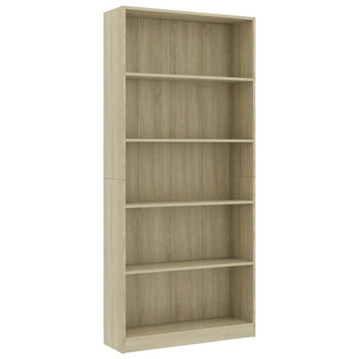 5-Tier Book Cabinet Sonoma Oak 80x24x175 cm Engineered Wood