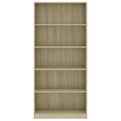 5-Tier Book Cabinet Sonoma Oak 80x24x175 cm Engineered Wood