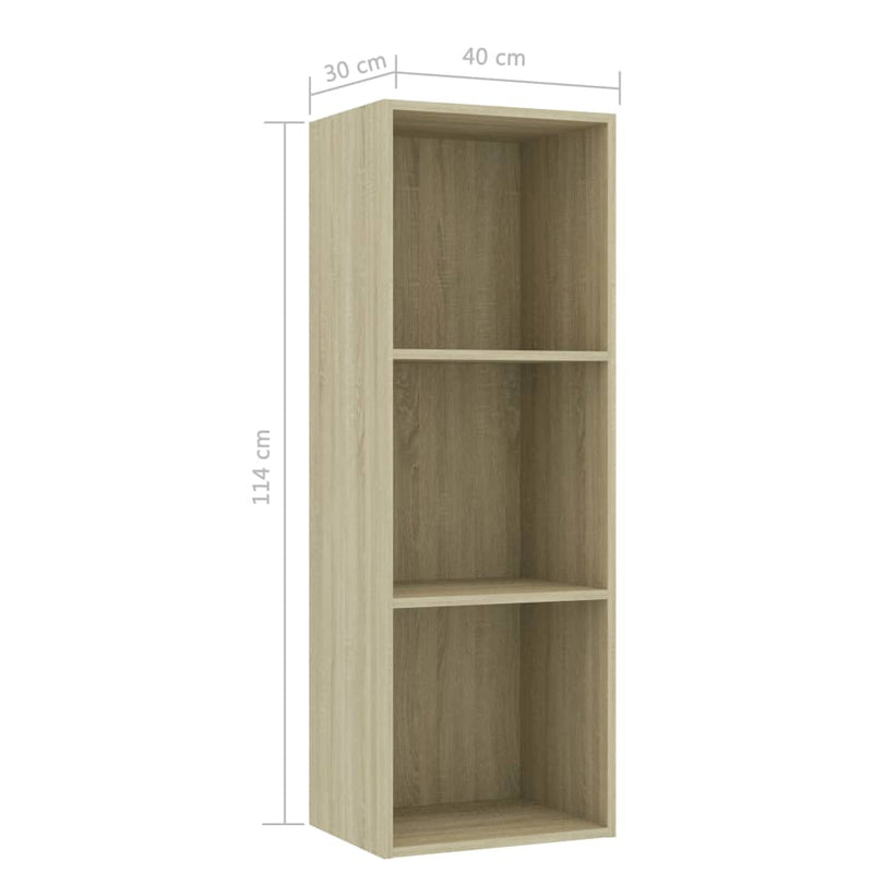 Librería de 3 niveles Roble Sonoma 40x30x114 cm Madera de ingeniería