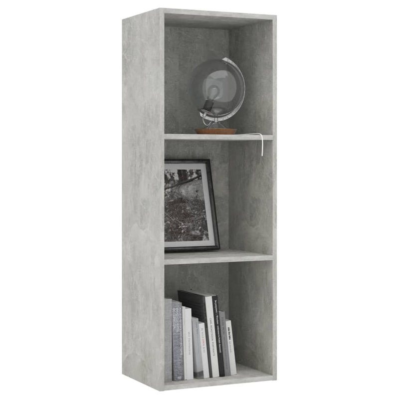 Librería de 3 niveles gris hormigón 40x30x114 cm madera de ingeniería