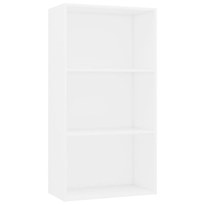 Librería de 3 niveles de madera de ingeniería blanca de 60 x 30 x 114 cm