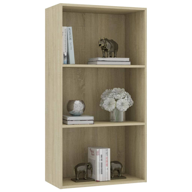 Librería de 3 niveles Roble Sonoma 60x30x114 cm Madera de ingeniería