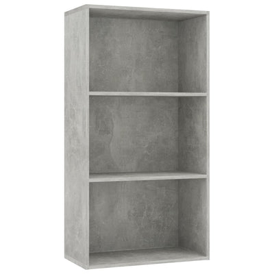 Librería de 3 niveles gris hormigón 60x30x114 cm madera de ingeniería