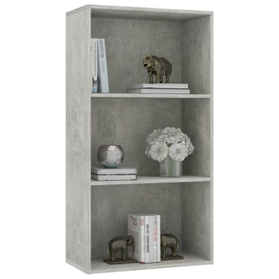 Librería de 3 niveles gris hormigón 60x30x114 cm madera de ingeniería