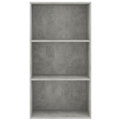 Librería de 3 niveles gris hormigón 60x30x114 cm madera de ingeniería