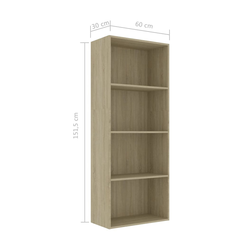 4-Tier Book Cabinet Sonoma Oak 60x30x151.5 cm Engineered Wood