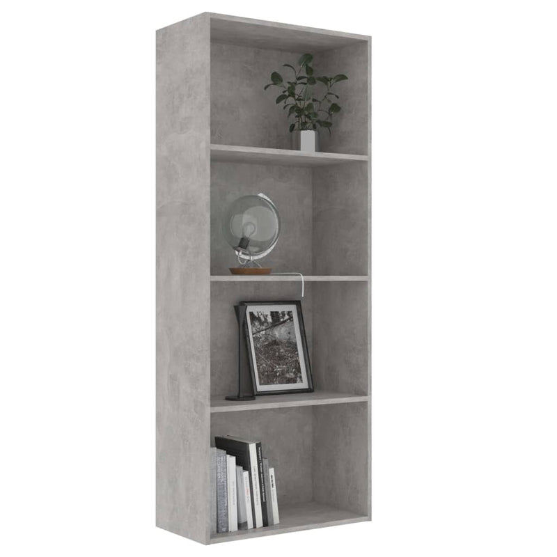 4-Tier Book Cabinet Concrete Grey 60x30x151.5 cm Engineered Wood