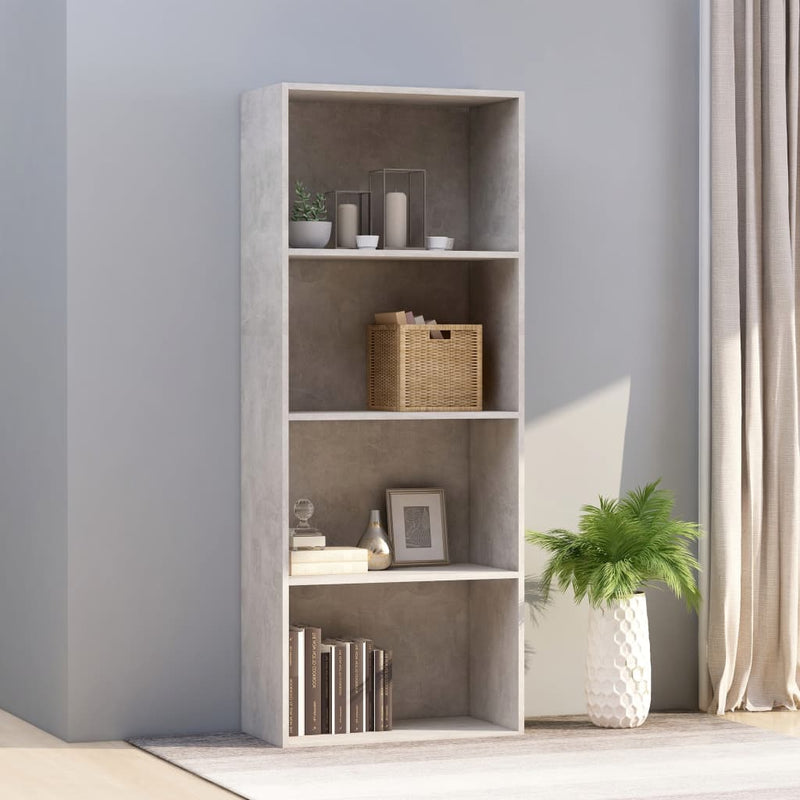 4-Tier Book Cabinet Concrete Grey 60x30x151.5 cm Engineered Wood