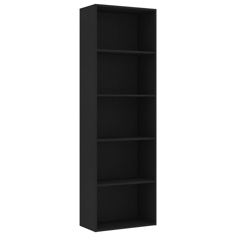 5-Tier Book Cabinet Black 60x30x189 cm Engineered Wood