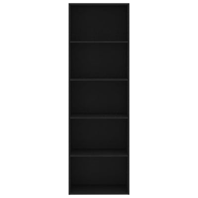 5-Tier Book Cabinet Black 60x30x189 cm Engineered Wood