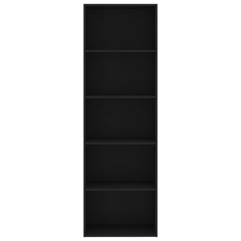 5-Tier Book Cabinet Black 60x30x189 cm Engineered Wood