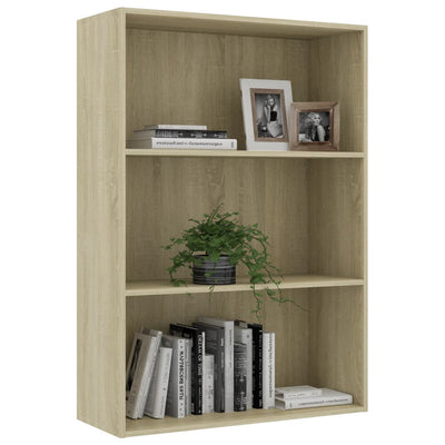 3-Tier Book Cabinet Sonoma Oak 80x30x114 cm Engineered Wood