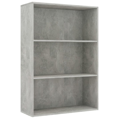 3-Tier Book Cabinet Concrete Grey 80x30x114 cm Engineered Wood