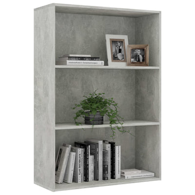 3-Tier Book Cabinet Concrete Grey 80x30x114 cm Engineered Wood