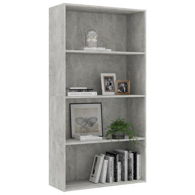 4-Tier Book Cabinet Concrete Grey 80x30x1515 cm Engineered Wood