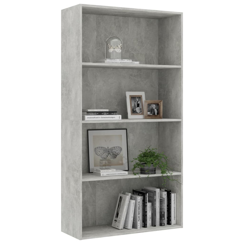 4-Tier Book Cabinet Concrete Grey 80x30x1515 cm Engineered Wood