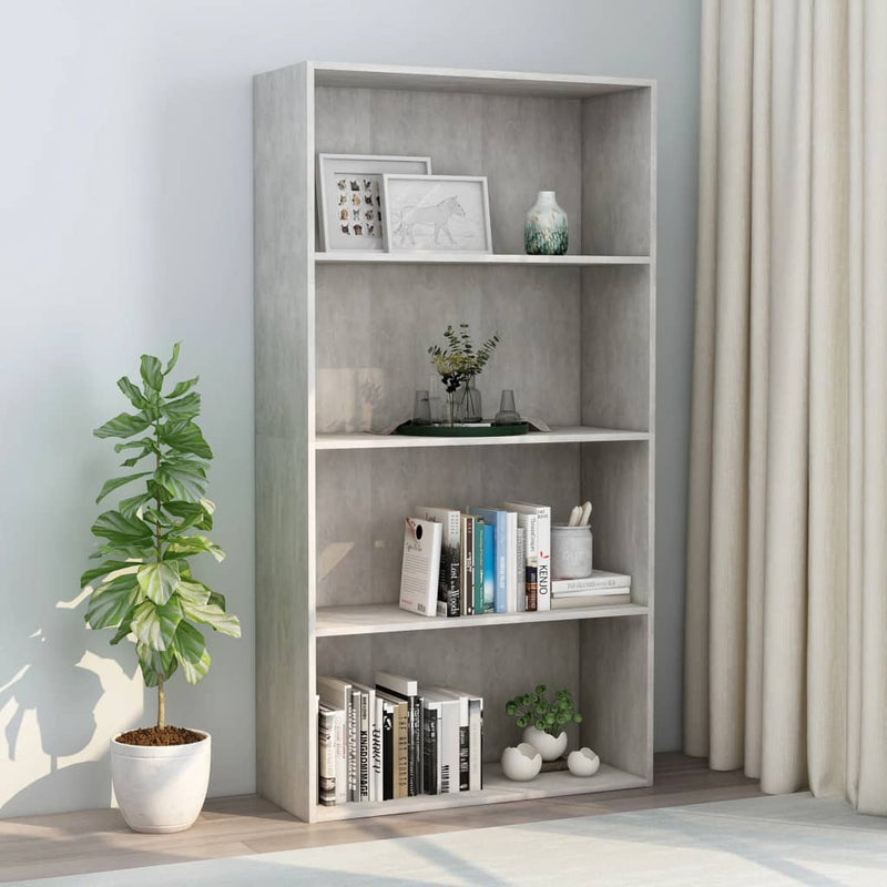 4-Tier Book Cabinet Concrete Grey 80x30x1515 cm Engineered Wood