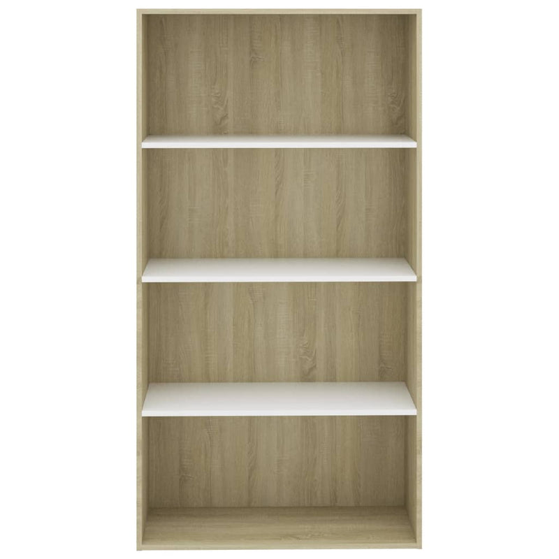 4-Tier Book Cabinet White and Sonoma Oak 80x30x151.5 cm Engineered Wood