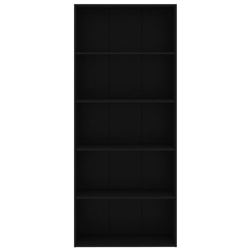 5-Tier Book Cabinet Black 80x30x189 cm Engineered Wood