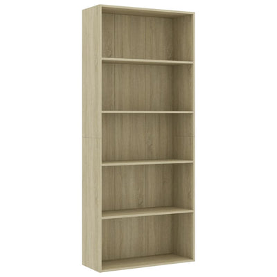 5-Tier Book Cabinet Sonoma Oak 80x30x189 cm Engineered Wood