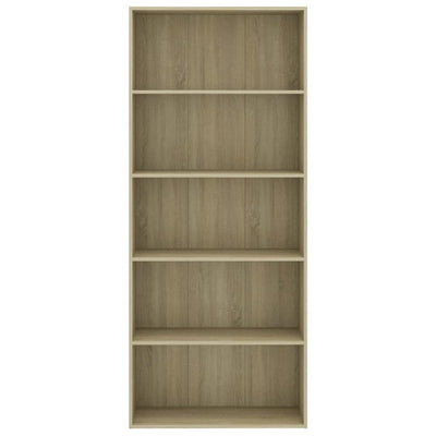 5-Tier Book Cabinet Sonoma Oak 80x30x189 cm Engineered Wood