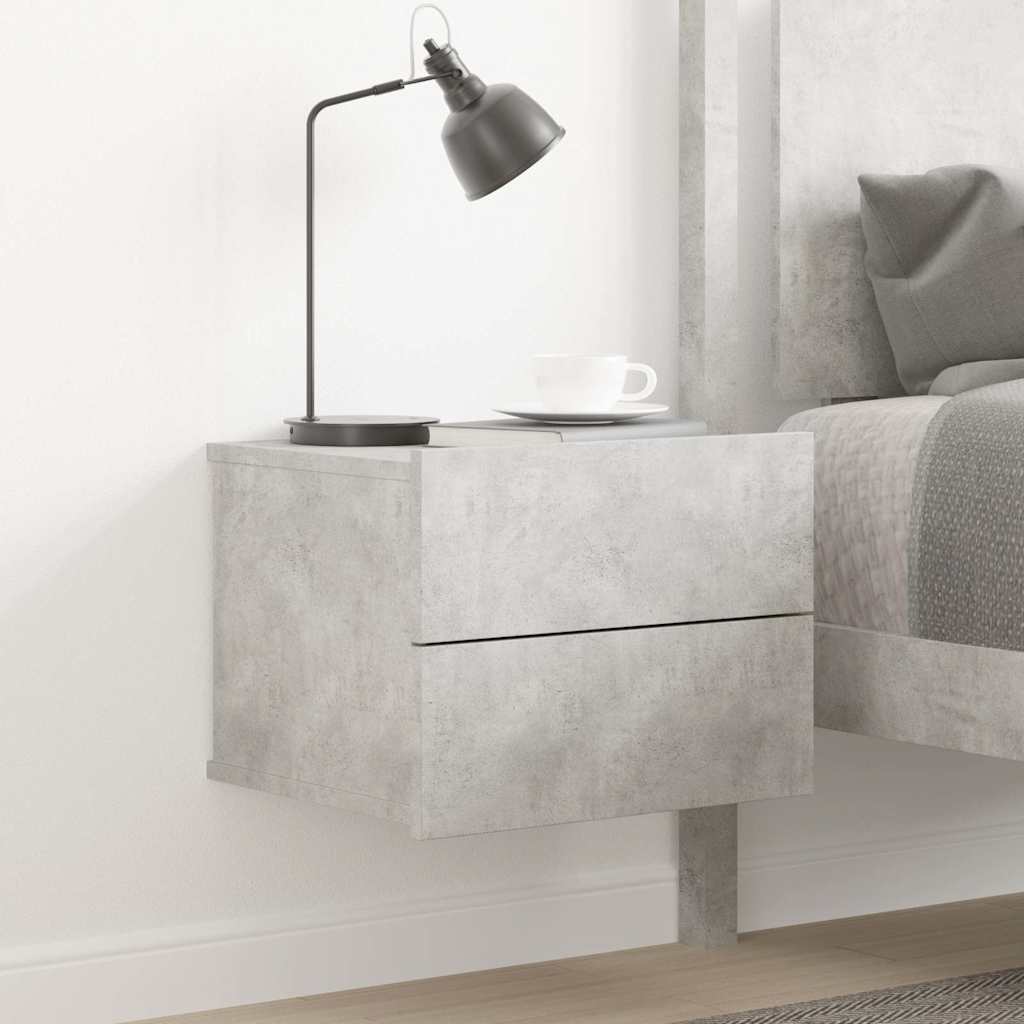 801061 vidaXL Bedside Cabinet Concrete Grey 40x30x30 cm Engineered Wood 1