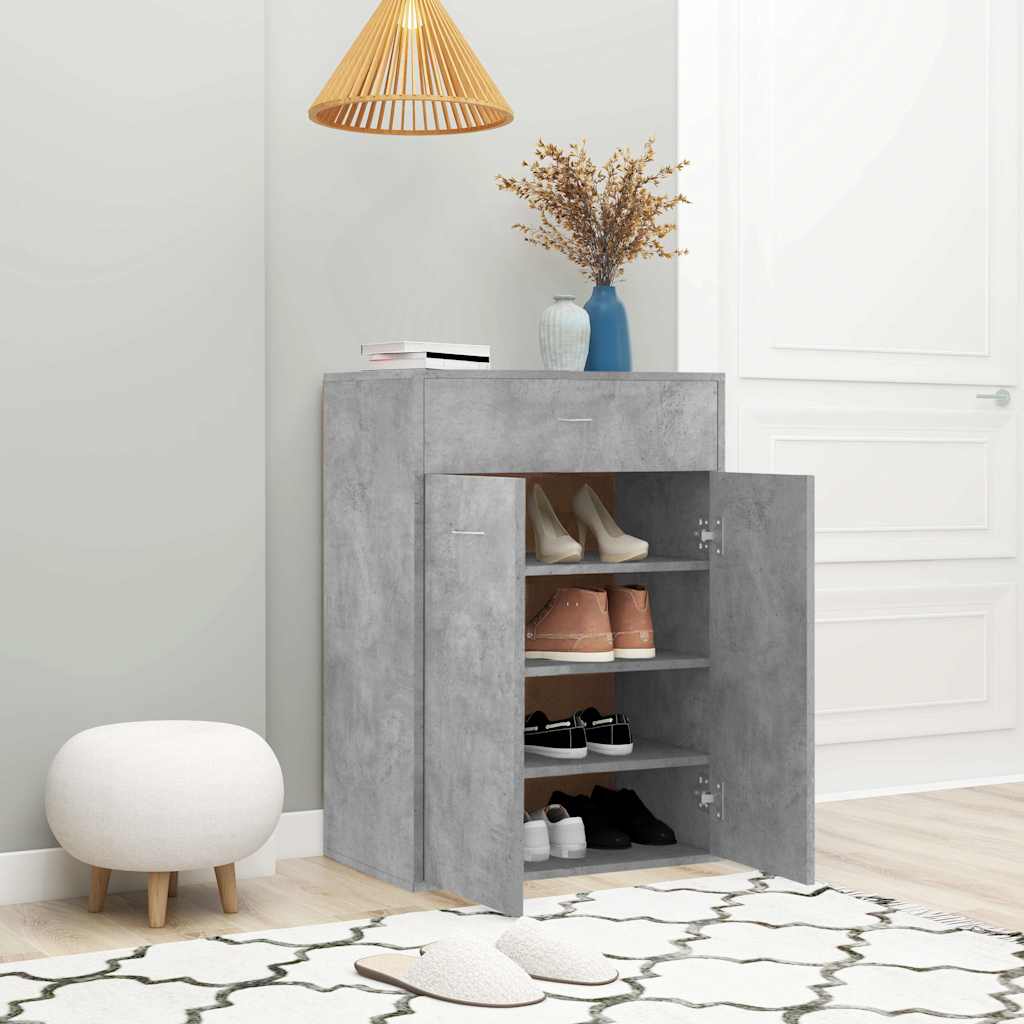 vidaXL Shoe Cabinet Concrete Grey 60x35x84 cm Engineered Wood 3