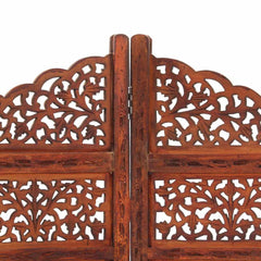 Hand carved 4-Panel Room Divider 160x165 cm Solid Mango Wood Brown