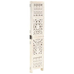 Hand Carved 5-Panel Room Divider 200x165 cm White 3