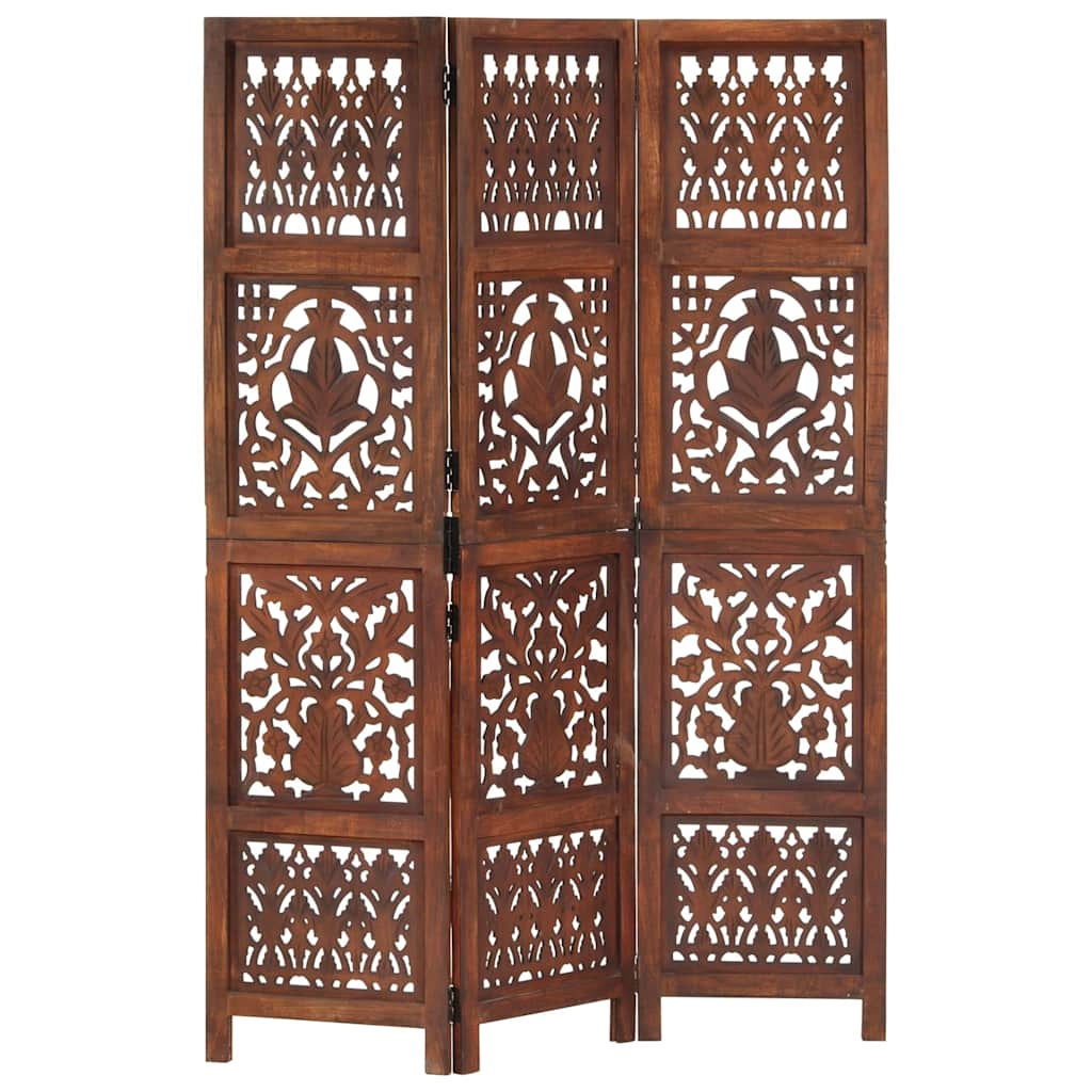 Hand Carved 5-Panel Room Divider 200x165 cm Brown 3
