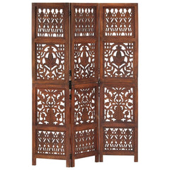 Hand Carved 5-Panel Room Divider 200x165 cm Brown 3